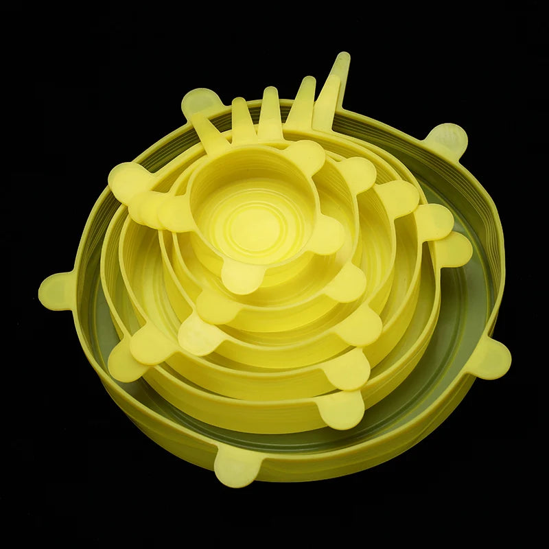 6 Pcs Silicone Cover Caps – Reusable Universal Stretch Lids for Bowls & Cookware