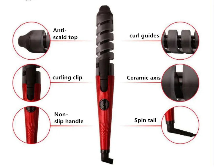 Magic Pro Hair Curlers – Electric Ceramic Spiral Curling Iron Wand for Salon Hair Styling