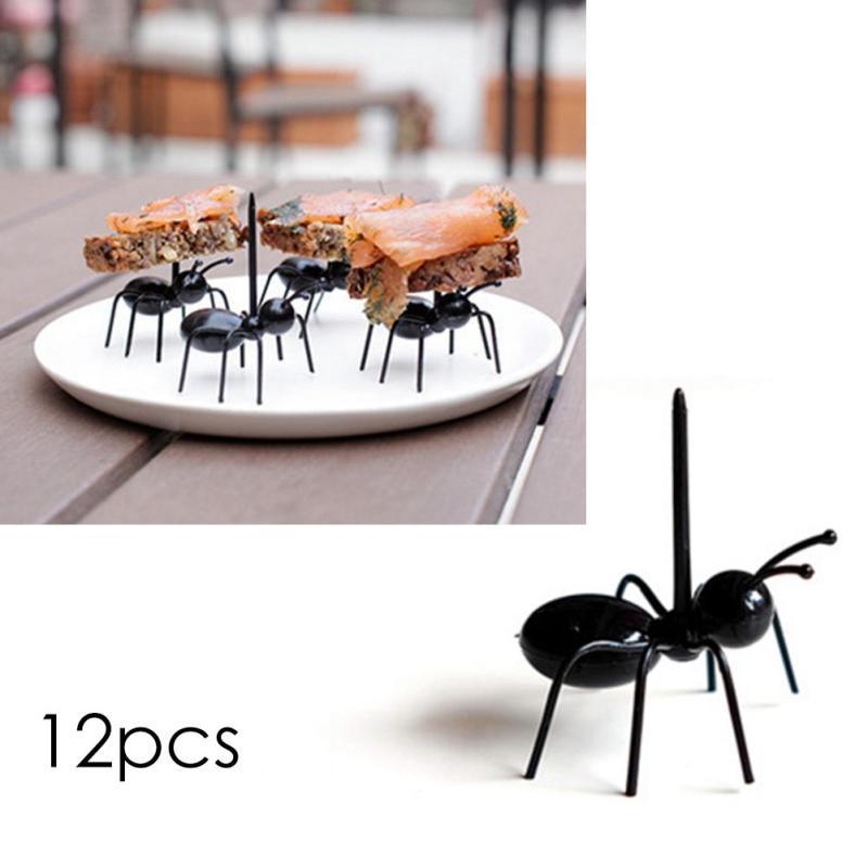 12PCS reusable ant fruit forks cute plastic toothpicks for snack, cake, dessert and kitchen tableware gift