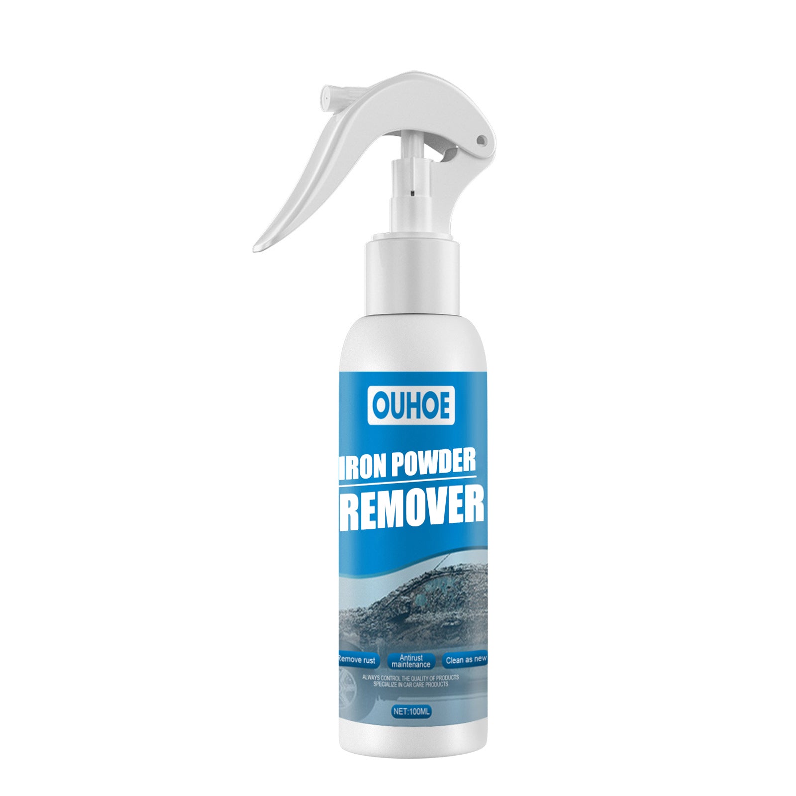 Car rust remover spray for removing iron powder and protecting paint surface