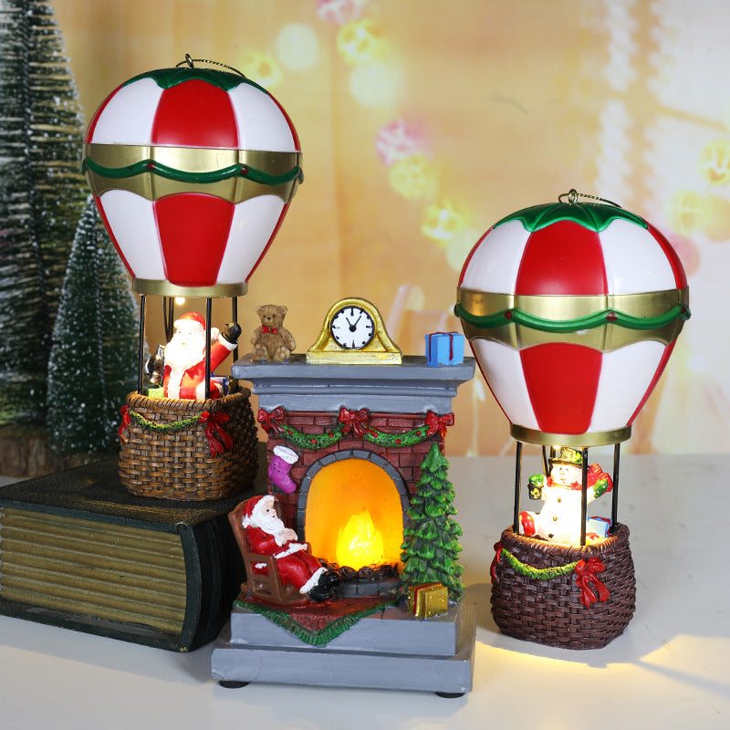 Christmas resin ornaments Santa Claus snowman fireplace glow night lights