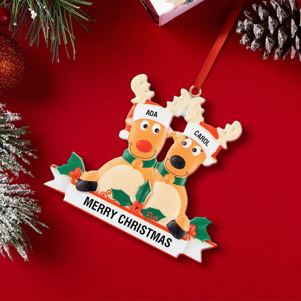 Custom name reindeer family Christmas ornament personalized decoration gift