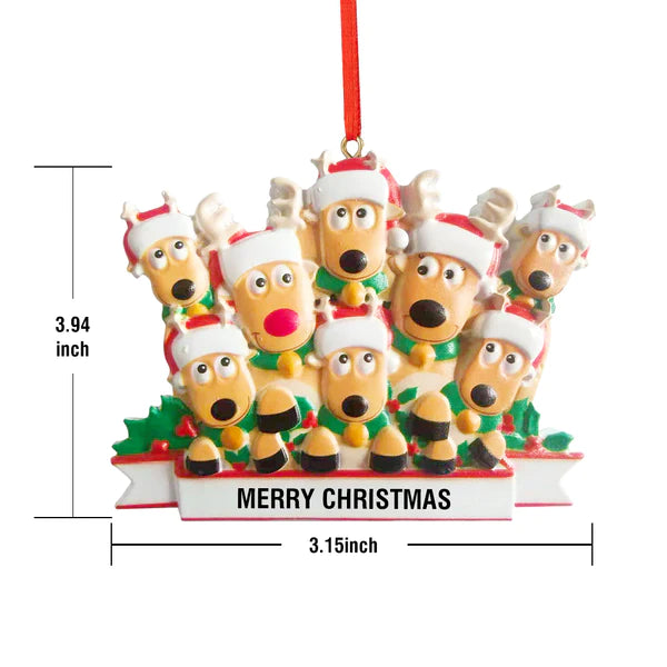 Custom Name Reindeer Family Ornament - Personalized Christmas Decoration & Gifts