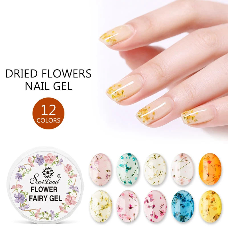 Dried flowers gel nail polish – UV/LED soak off transparent nail art decoration manicure tool