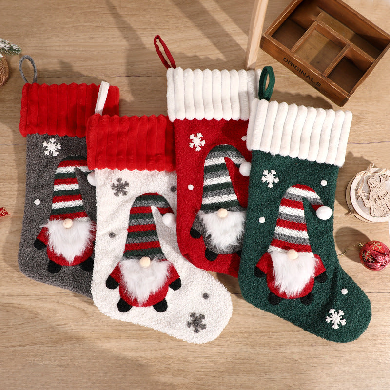 Embroidered Santa Claus Christmas socks used as candy bags, gift bags, and pendants