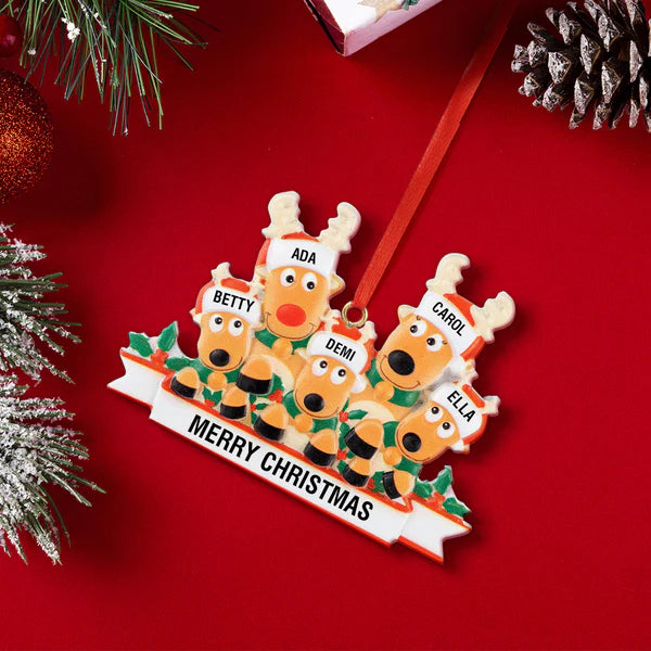 Custom Name Reindeer Family Ornament - Personalized Christmas Decoration & Gifts