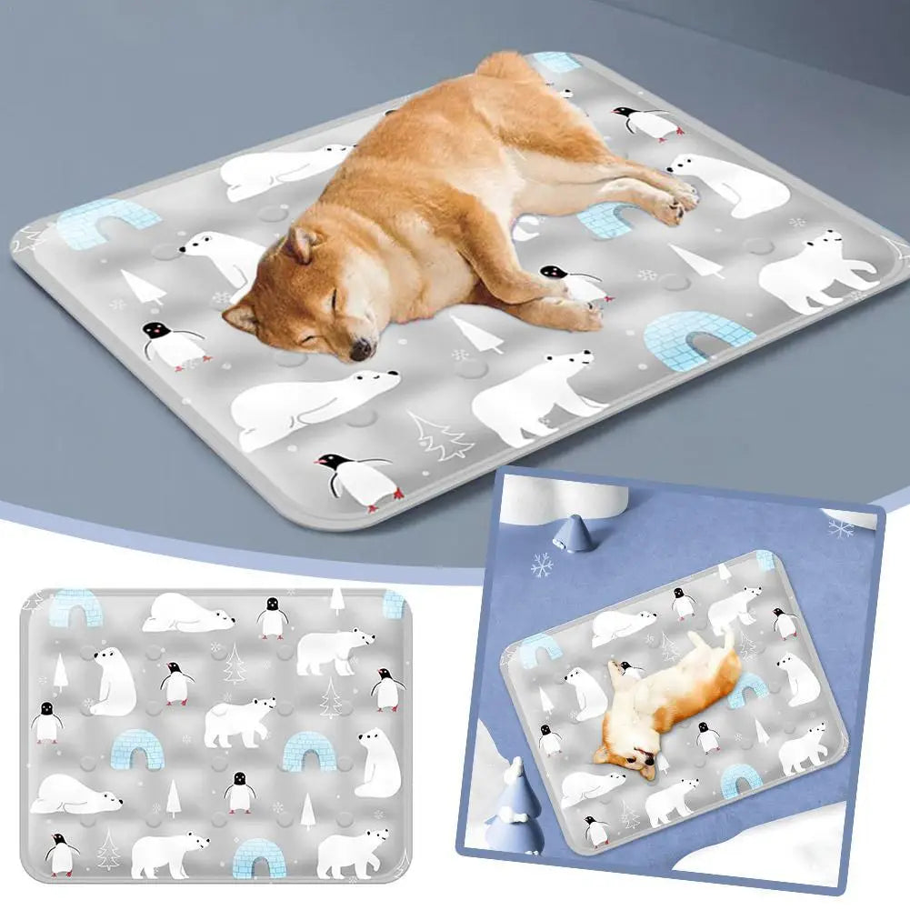Summer pet cooling pad – ice crystal gel collapsible cool bed for cats and dogs