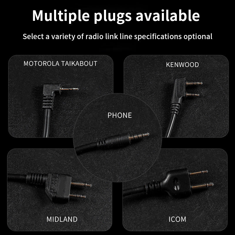 Tactical U94 V2 PTT headphone adapter with various plugs for tactical headsets and communication devices
