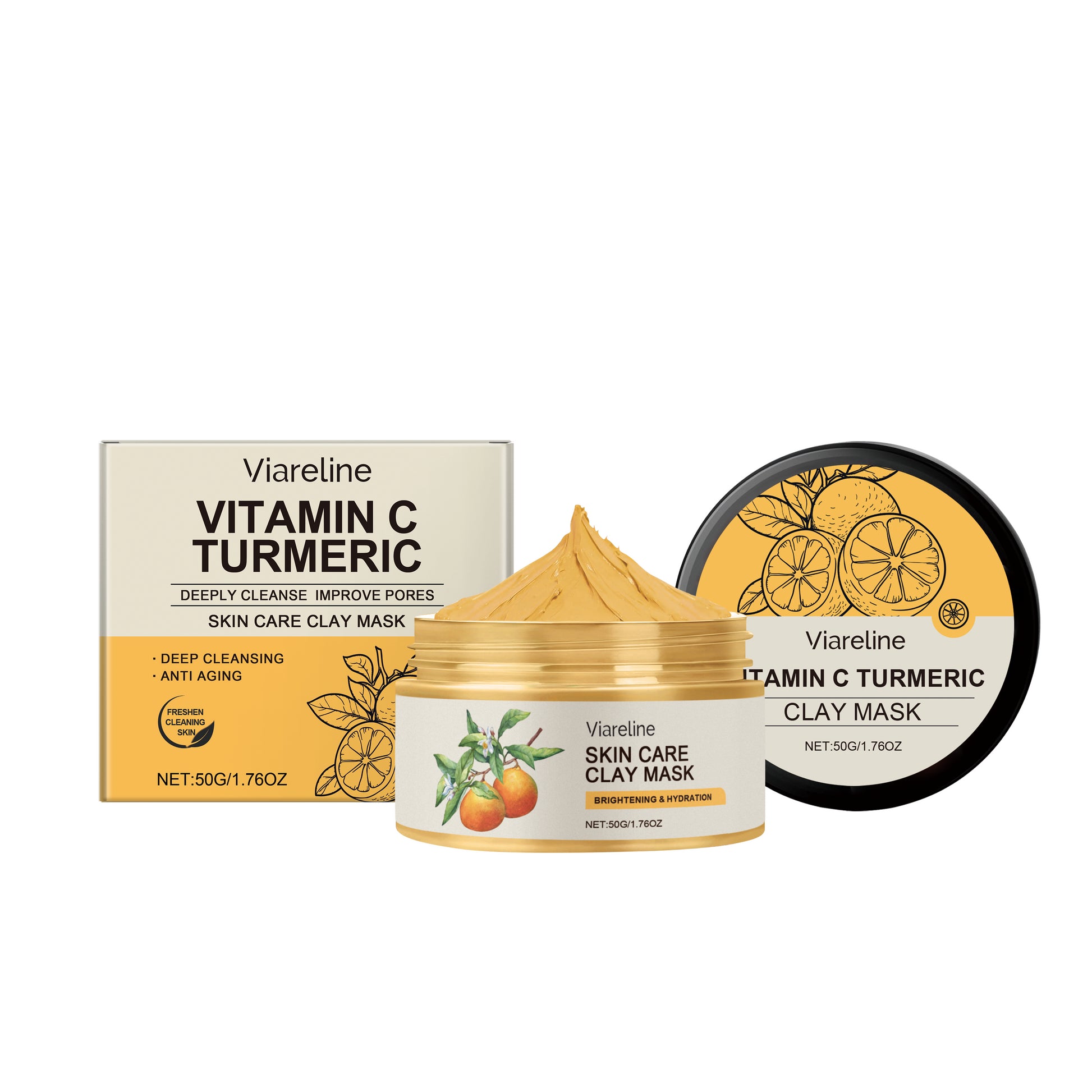 Viareline Vitamin C mud mask – nourishing deep cleansing mask for radiant facial skin