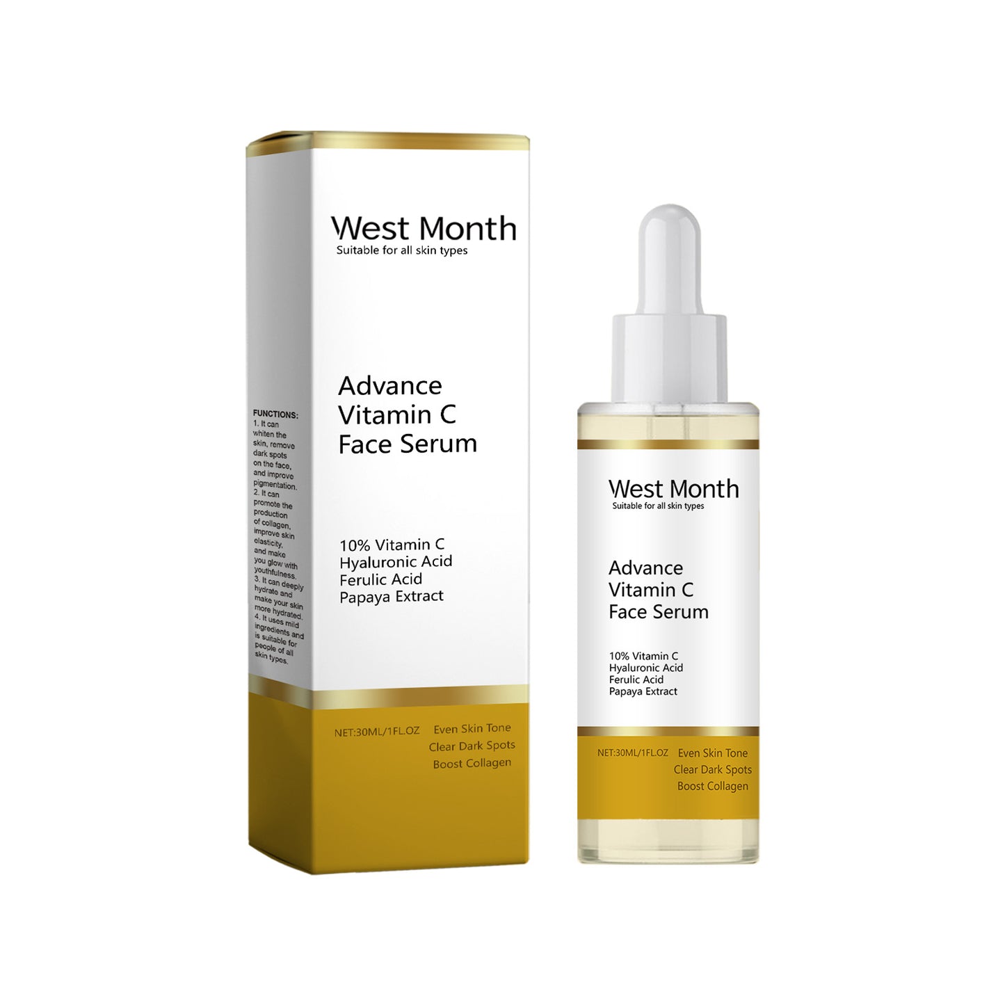 West&Month Vitamin C Serum – brightening facial serum to lighten dark spots and gently moisturise skin