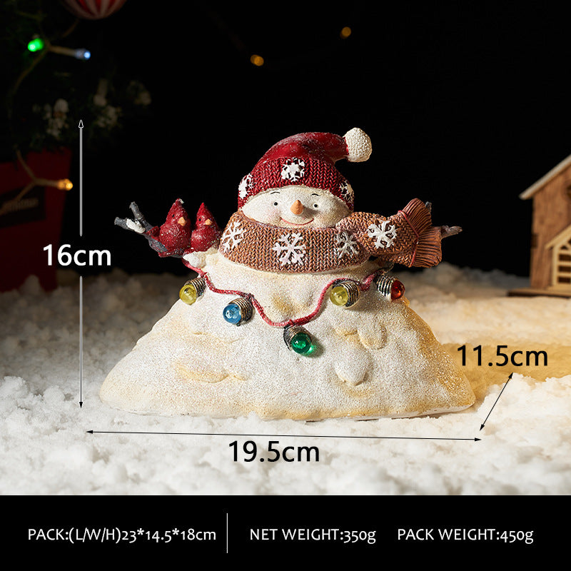 Cute Snowman Figurines with Ambient Lights - Christmas Party Decorations & Gifts