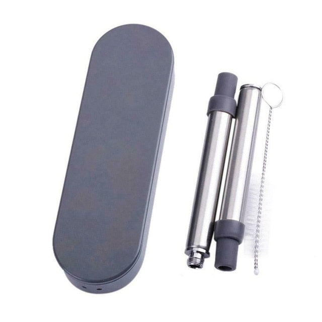 Telescopic Stainless Steel Drinking Straws – Reusable Metal Straw with Brush & Case