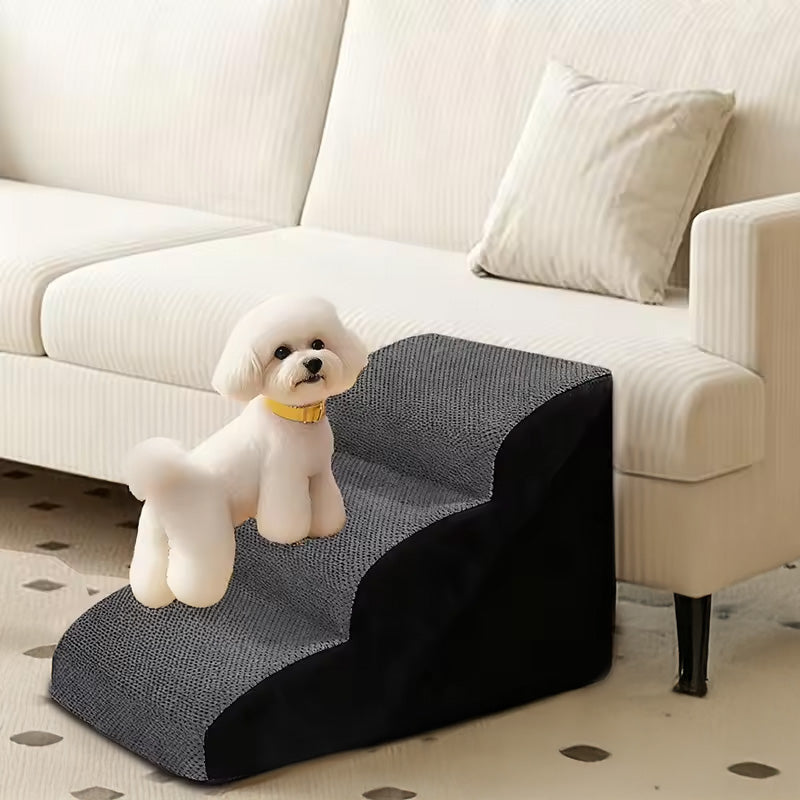 2/3/4-Step Pet Stairs Ramp Washable Non-Slip Memory Foam for Dogs & Cats