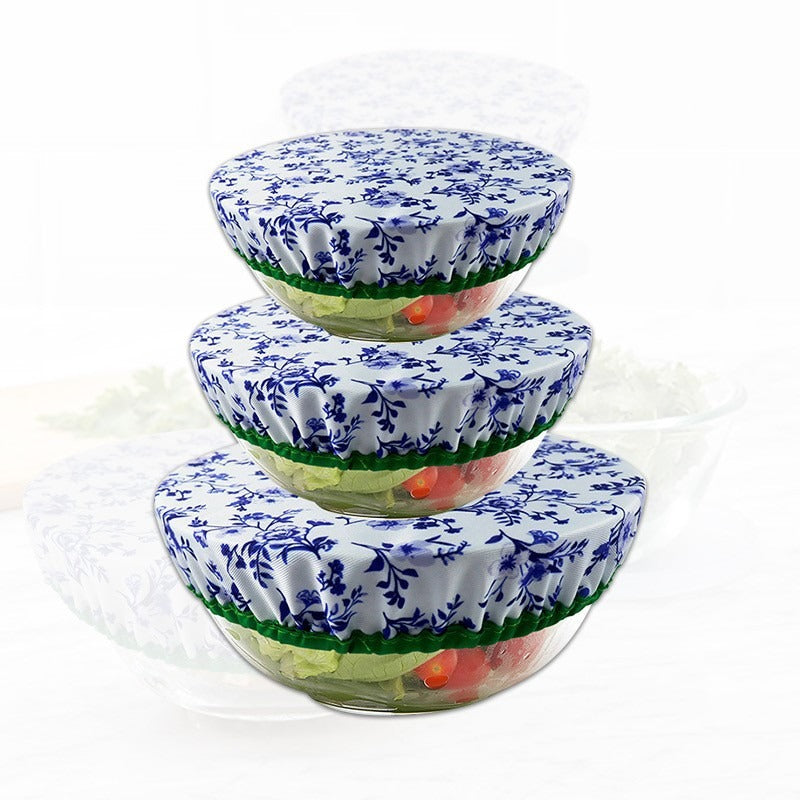 Bowl Covers Set – 3 Reusable Elastic Fabric Food Storage Lids