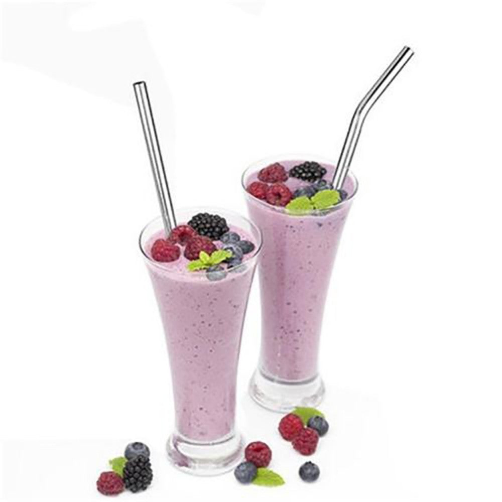 4PCS Eco-Friendly Reusable Straws – 304 Stainless Steel Drinking Straw Set with Brush & Bag