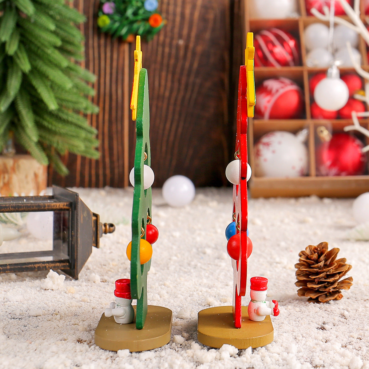 Wooden DIY Mini Christmas Tree - Desktop Stand Ornament & Children’s Gift