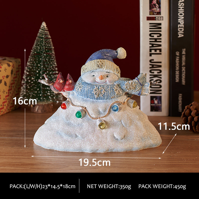 Cute Snowman Figurines with Ambient Lights - Christmas Party Decorations & Gifts