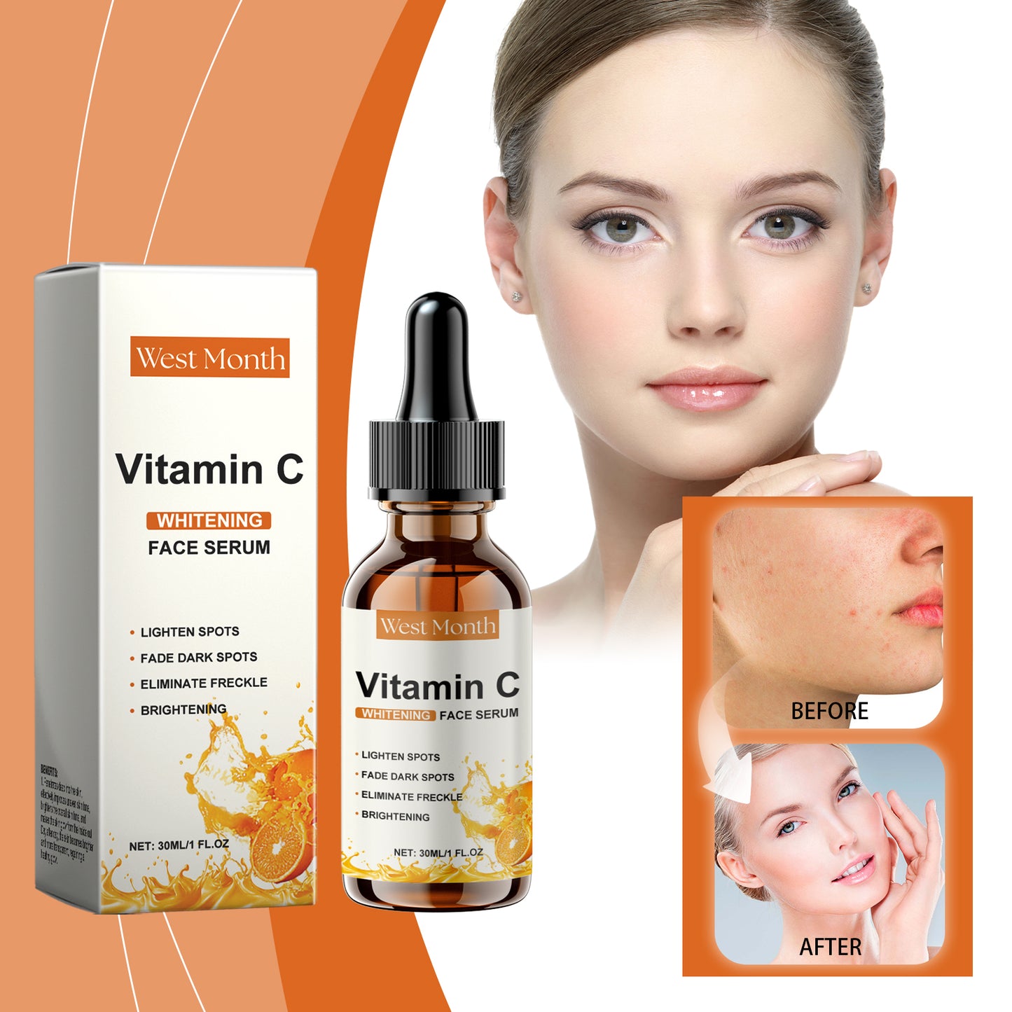 Tinh chất dưỡng mặt Vitamin C West&amp;Month, dưỡng ẩm, cấp nước, làm sáng da, giúp da mềm mại và mịn màng.