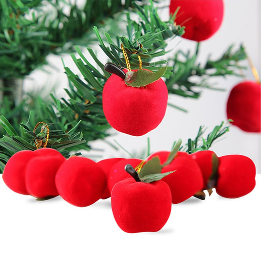 12pcs red apple pendants for Christmas tree decorations and gift wrapping ornaments