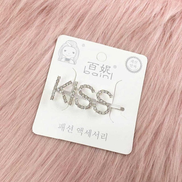 1PC Bling Letter Hairpins – Stylish Hair Clips & Barrettes for Women and Girls