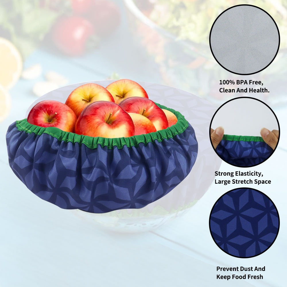 Bowl Covers Set – 3 Reusable Elastic Fabric Food Storage Lids