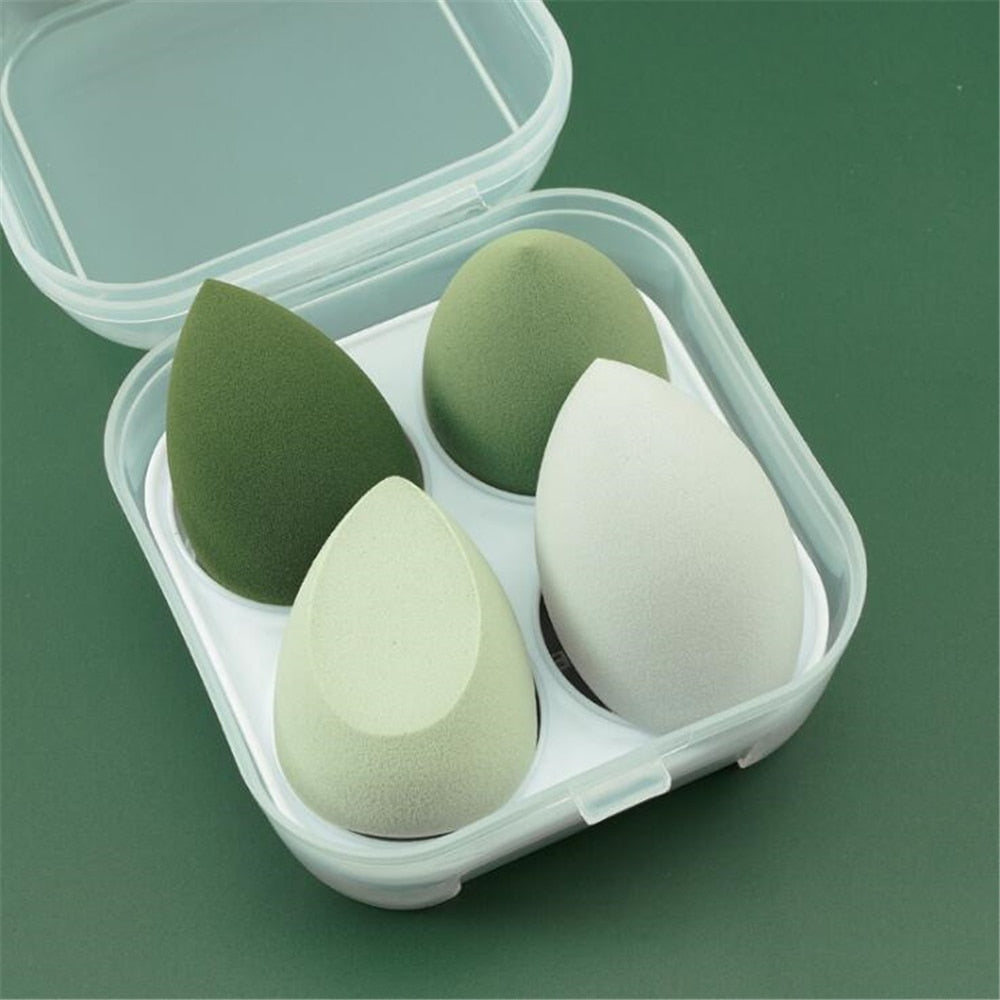 4pcs Makeup Blender Cosmetic Puff – Foundation & Powder Sponge with Storage Box