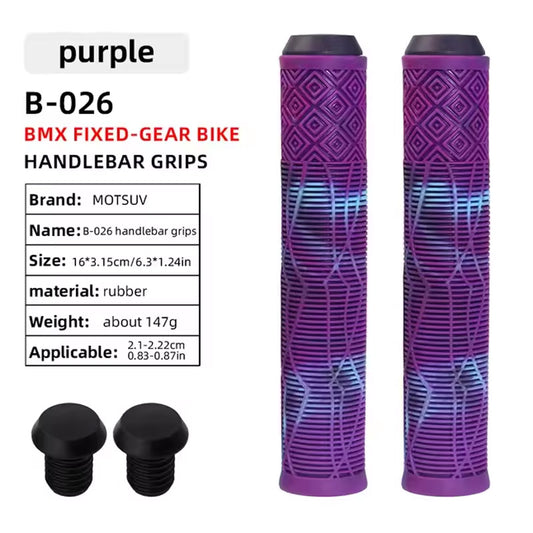 165MM soft rubber bike handlebar grips with colorful plugs for bikes, scooters, and MTB