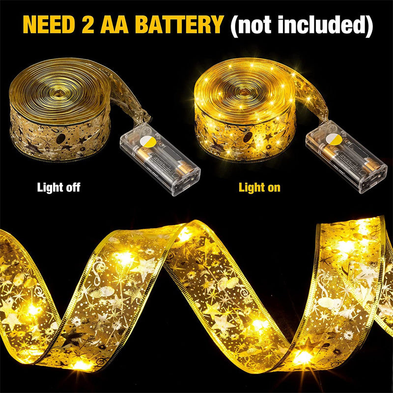 Christmas Ribbon Lights - Tree Decoration & Festive String Lights