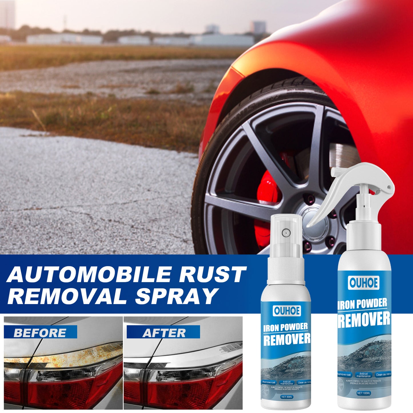 Automotive Iron Powder & Rust Remover Spray – Protect & Restore Car Paint