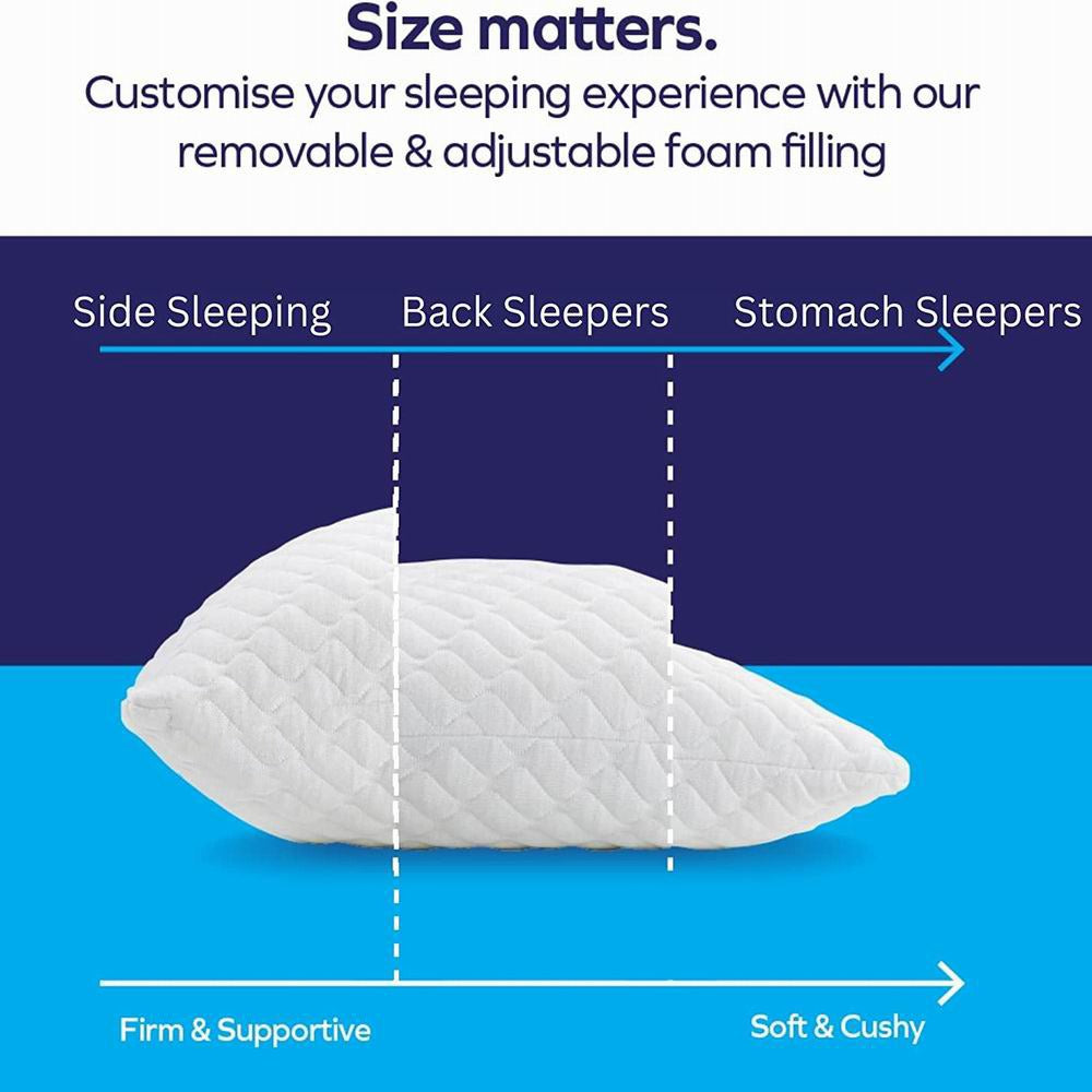 Shredded Memory Foam Bed Pillow with Washable Removable Bamboo Cooling Cover