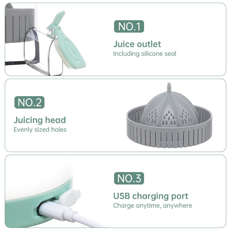 Portable USB-Rechargeable Slow Juicer for Oranges, Lemons & Other Fruits – Handy Electric Blender for Home Kitchens