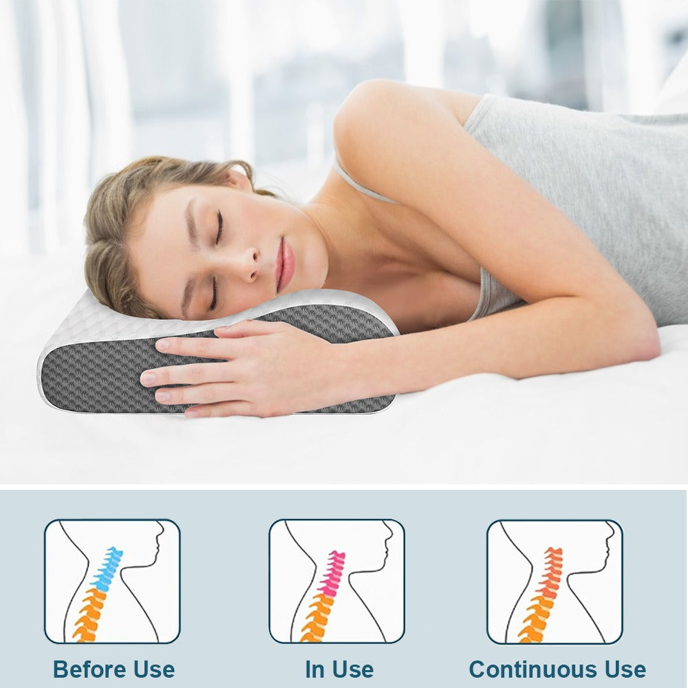 Ergonomic Contour Design Memory Foam Firm Ventilated Gel Pillow for Side Sleepers