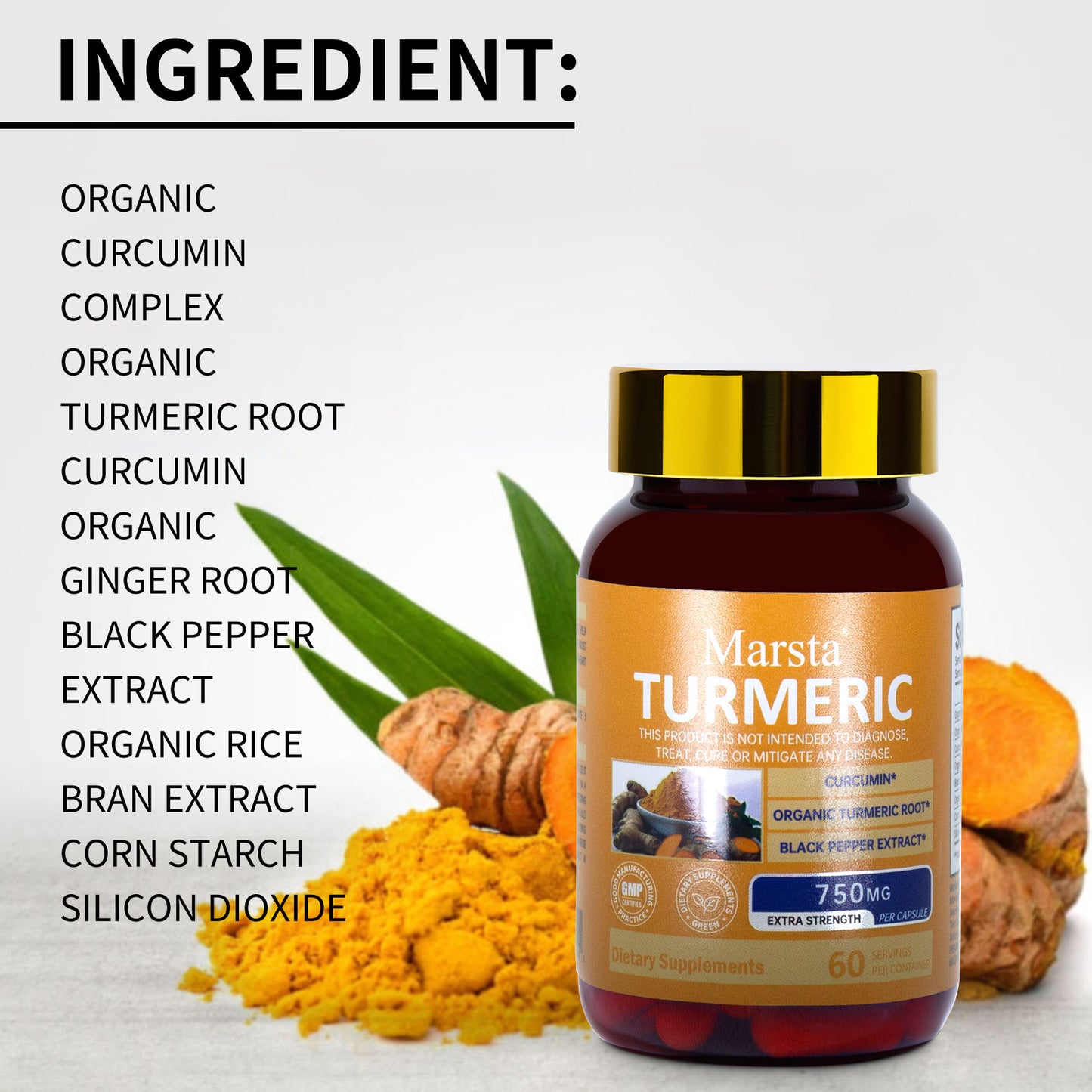 Curcumin Extract Capsules – 60pcs Natural Health Supplement for Adults