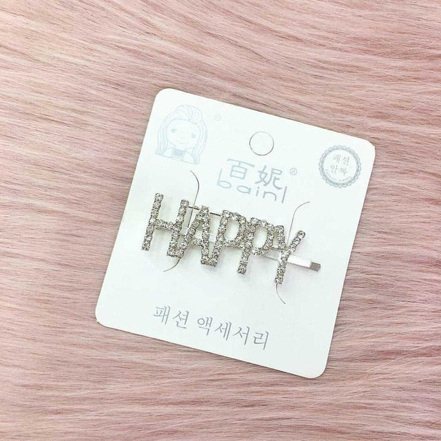 1PC Bling Letter Hairpins – Stylish Hair Clips & Barrettes for Women and Girls