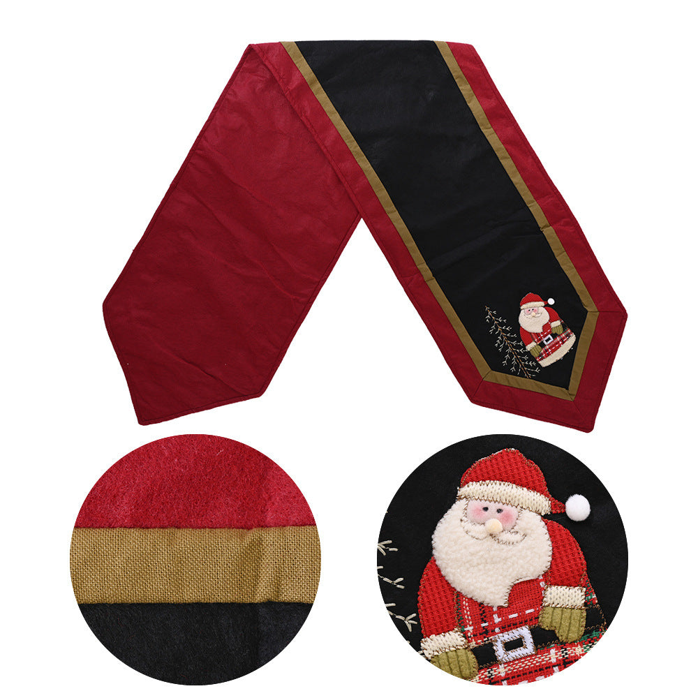 Red & Black Snowman Table Flag - Creative Non-Woven Christmas Table Mat