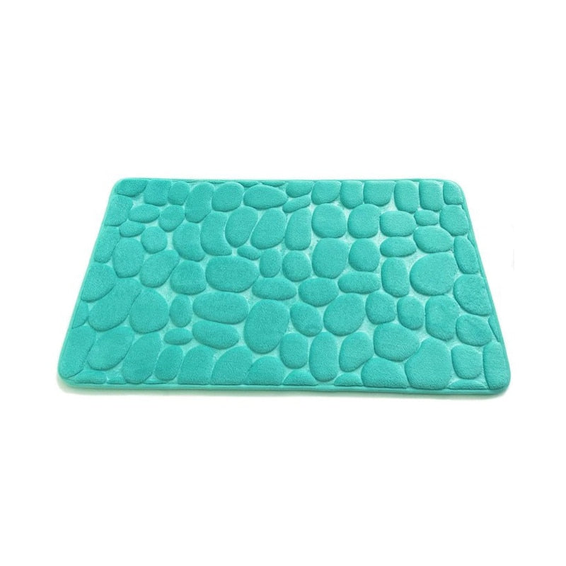 Cobblestone Embossed Bathroom Bath Mat Non-Slip Memory Foam Pad