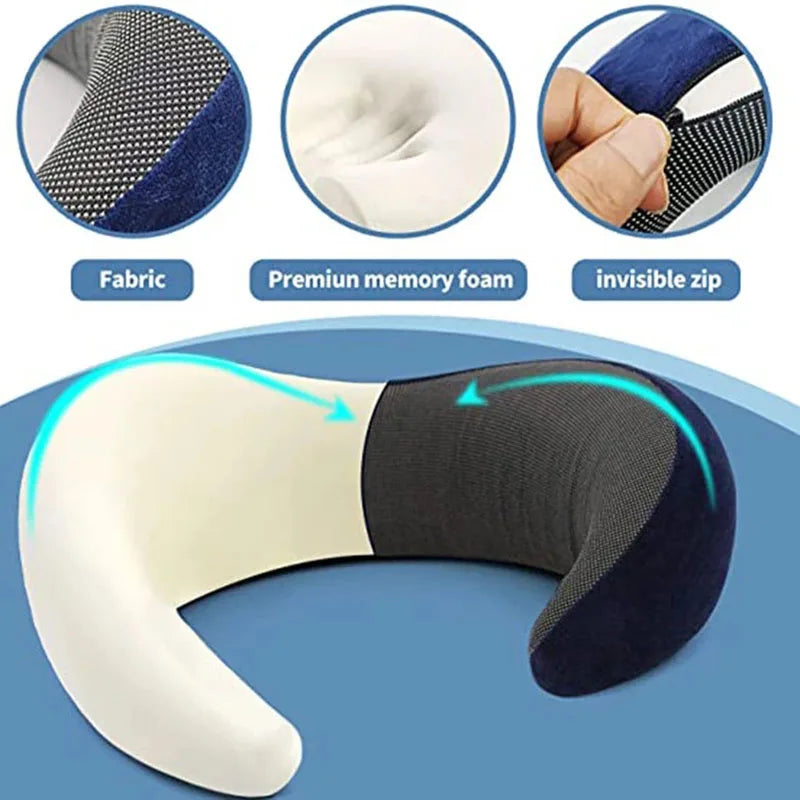 Memory Foam Neck Pillow U-Shaped Cervical Vertebra Travel Pillow with Carry Bag