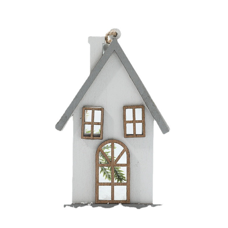 Wooden Small House Christmas Tree Pendant - Creative Hanging Decoration & Gifts