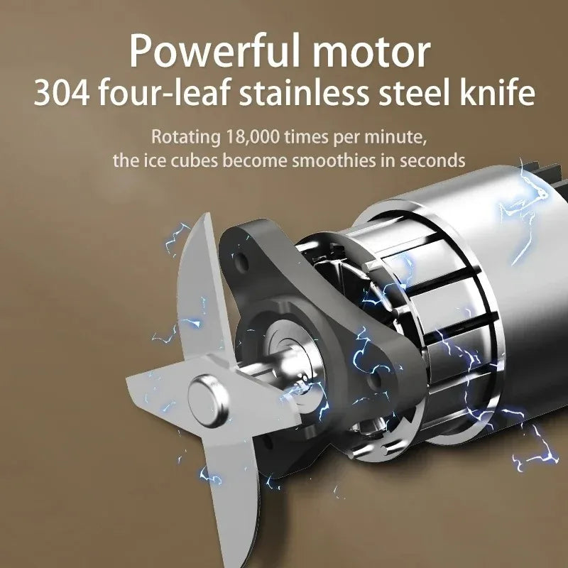 340ML Portable Juicer – Wireless Electric Blender with Straw for Juice, Milkshake, Ice Cubes & Smoothies