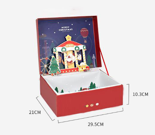 Christmas Gift Box Set – Elk Cartoon Packaging with Bag & Card (4pcs)