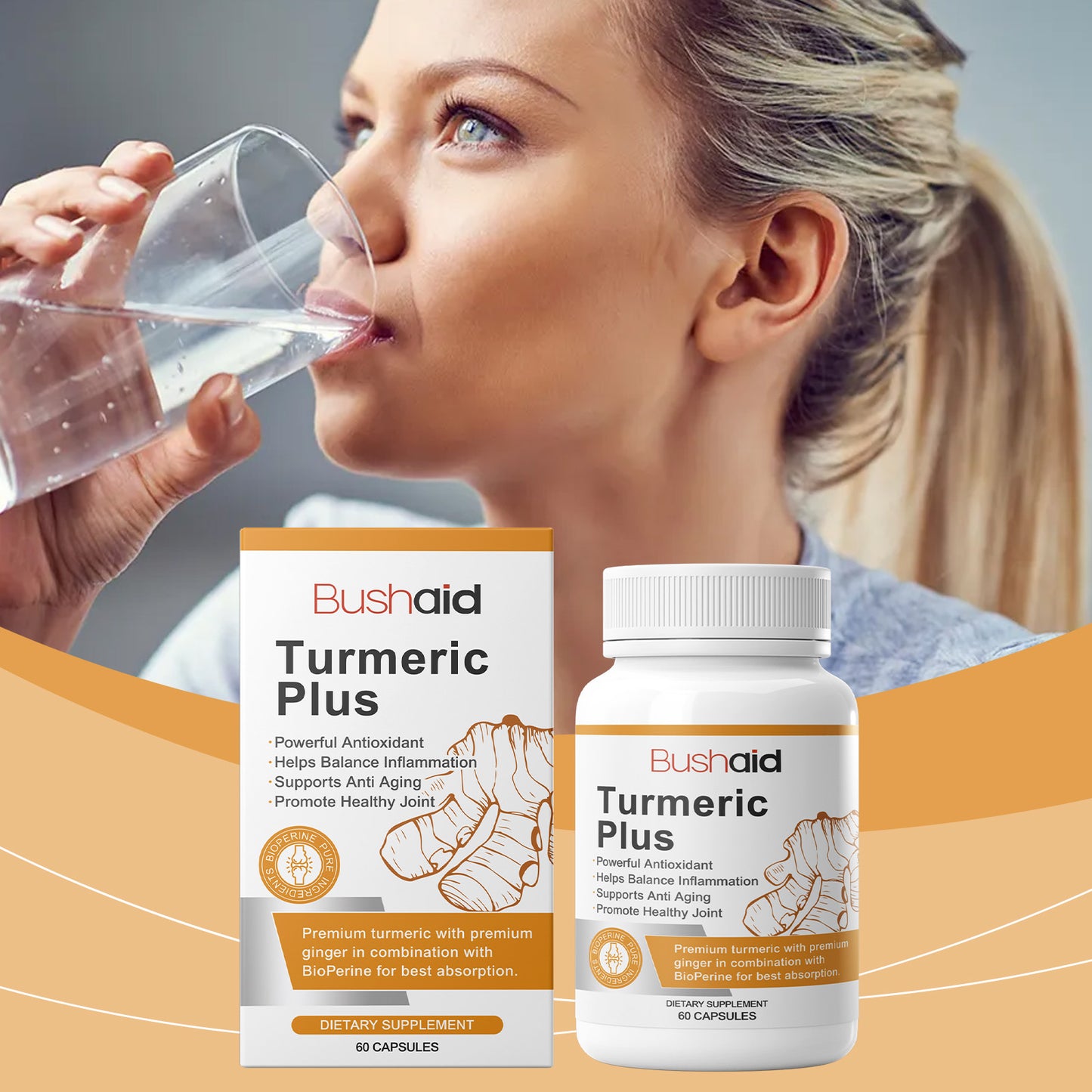 BushAid Turmeric Vitamin Capsules – Rejuvenating Body & Mind Comfort Care