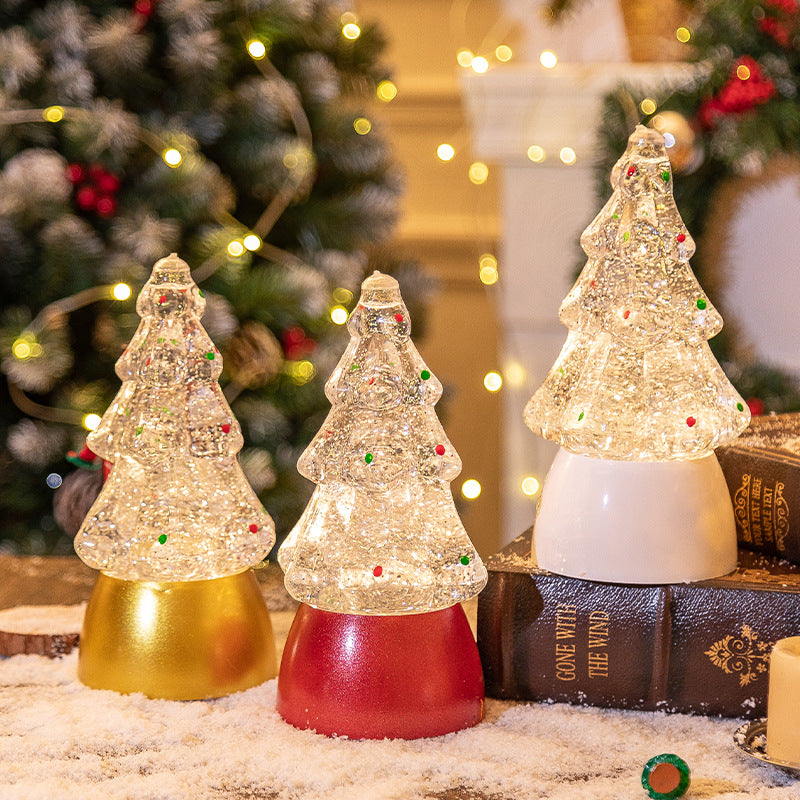 Crystal Ball Music Box with Snowflakes - Christmas Tree Decoration & Night Light Gifts