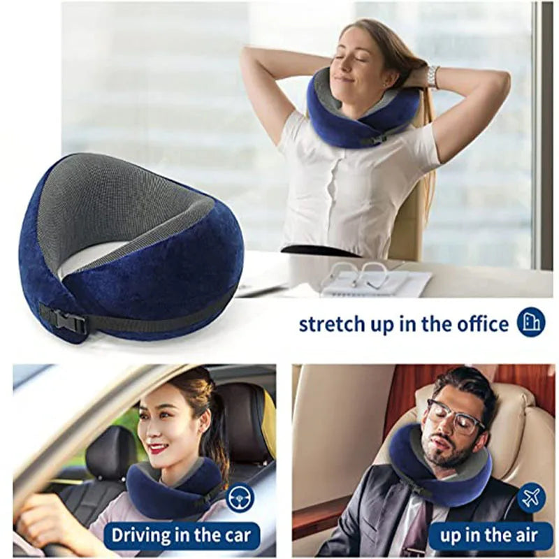 Memory Foam Neck Pillow U-Shaped Cervical Vertebra Travel Pillow with Carry Bag