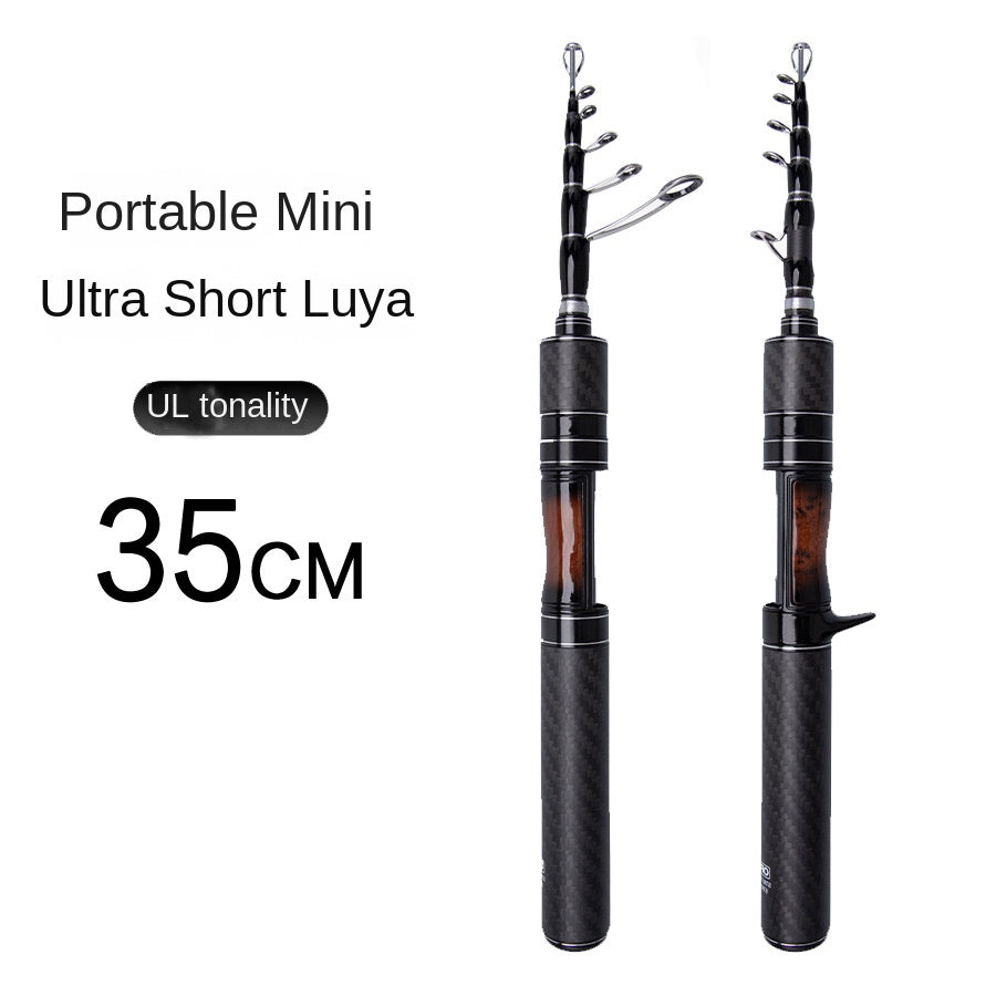 Mini portable fishing rod – 35CM telescopic carbon fiber lure rod for travel fishing