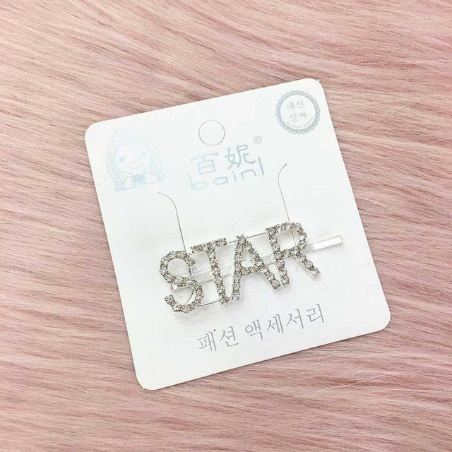 1PC Bling Letter Hairpins – Stylish Hair Clips & Barrettes for Women and Girls