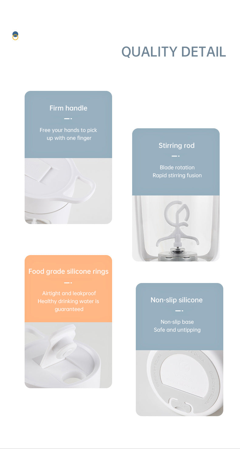 Portable Cup Blender – USB Rechargeable Smoothie & Fruit Mixer Bottle for Gym & Sport