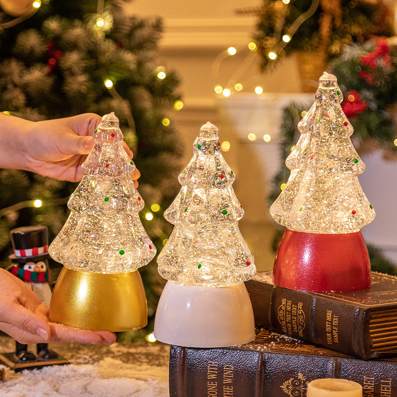 Crystal Ball Music Box with Snowflakes - Christmas Tree Decoration & Night Light Gifts