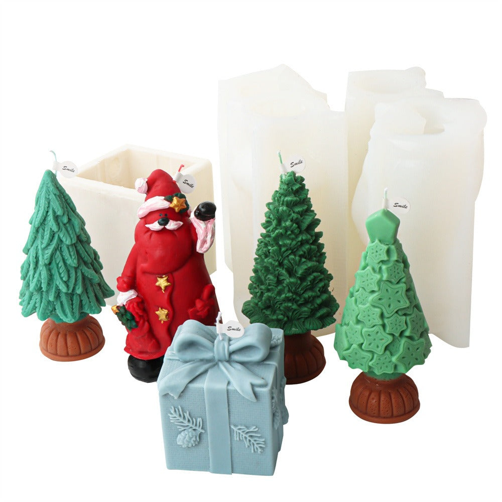 3D Christmas tree candle mold aromatherapy ornament and Santa gift box decoration