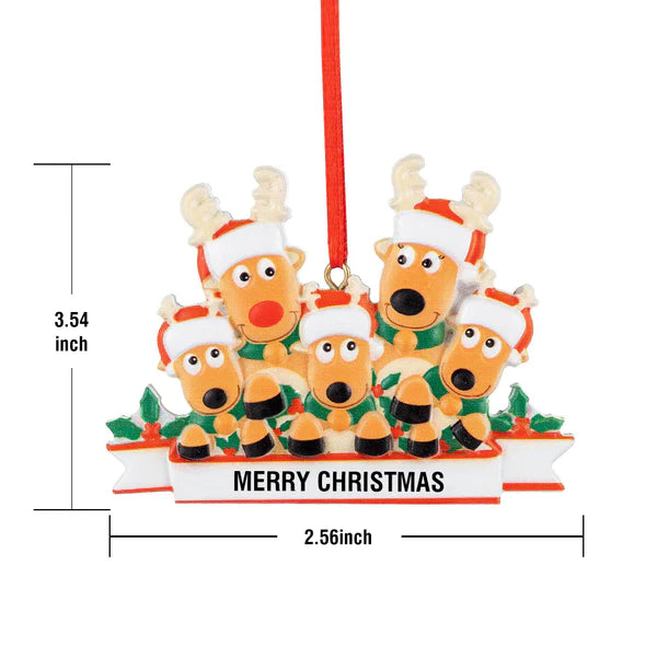 Custom Name Reindeer Family Ornament - Personalized Christmas Decoration & Gifts