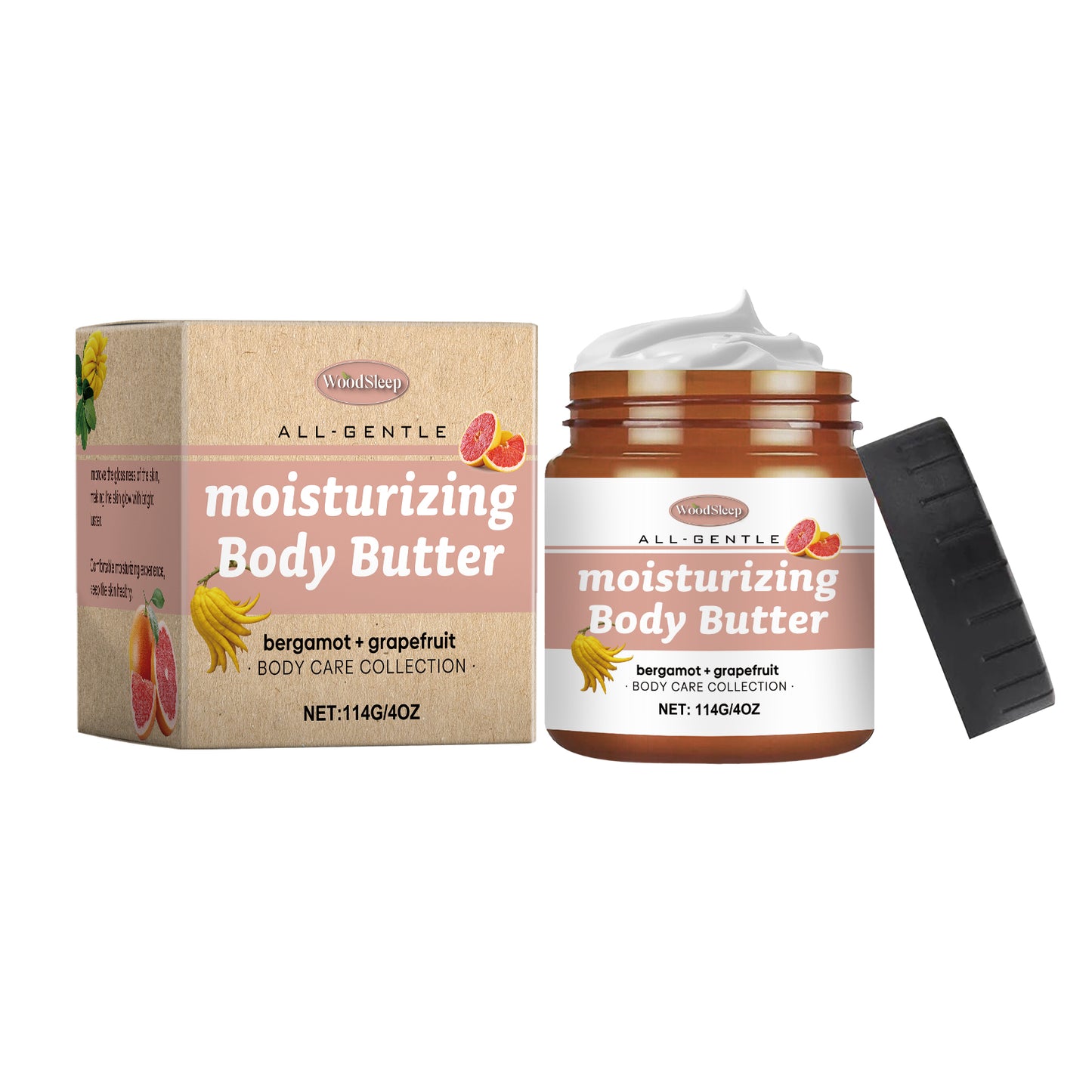 WoodSleep Body Butter Moisturizer – Hydrating Bergamot & Grapefruit Care